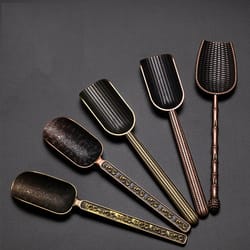 premium alloy tea scoop with retro cloud texture kung fu tea tool