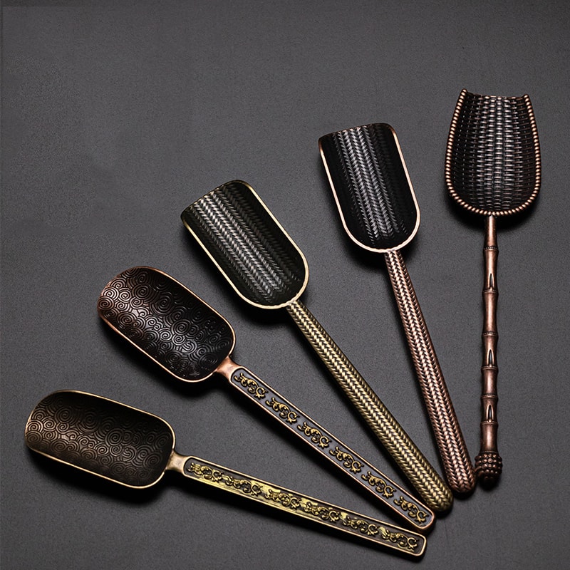 Premium Alloy Tea Scoop With Retro Cloud Texture Kung Fu Tea Tool 0