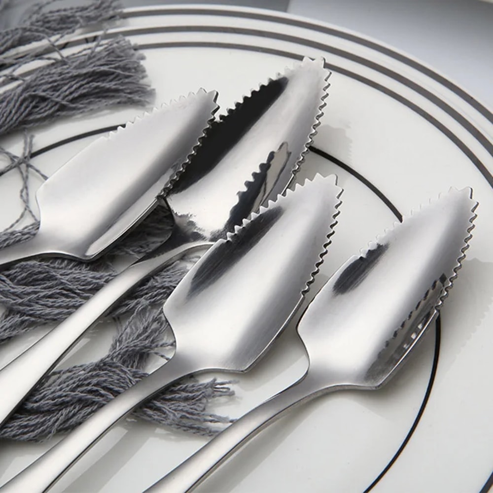 Serrated Grapefruit Spoon Stainless Steel Fruit Scoop Tableware 0