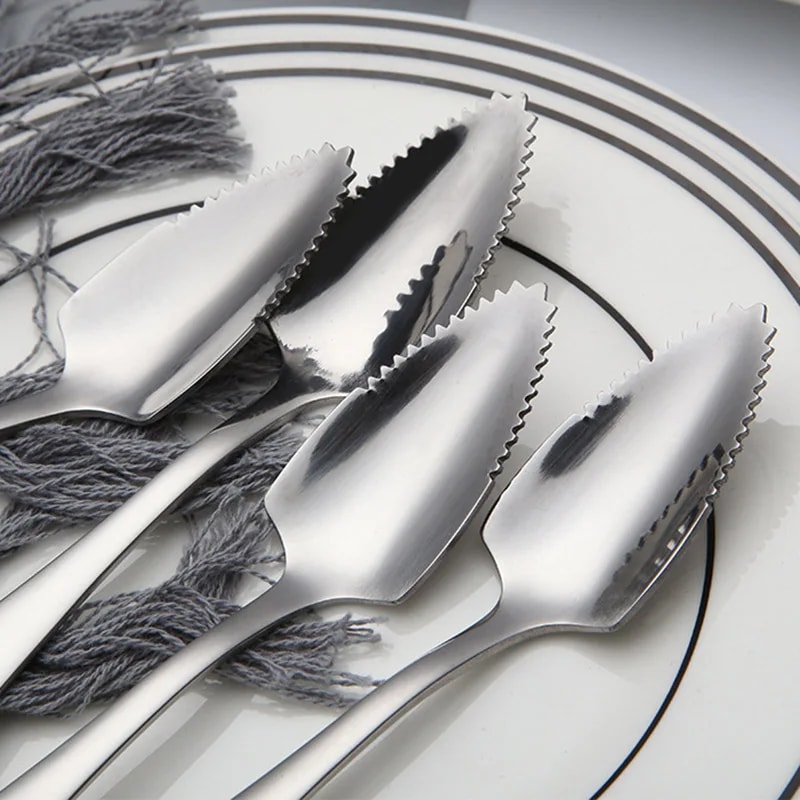 Serrated Grapefruit Spoon Stainless Steel Fruit Scoop Tableware 0