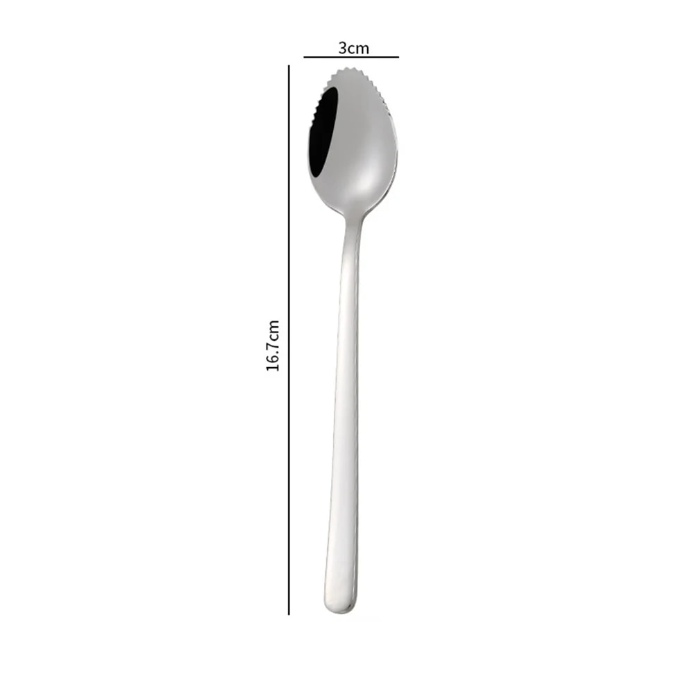Serrated Grapefruit Spoon Stainless Steel Fruit Scoop Tableware 6