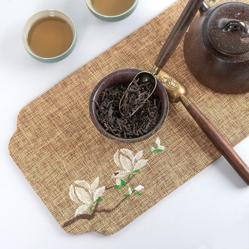 Vintage Tea Scoop with Wooden Handle Alloy Loose Leaf Measuring Spoon