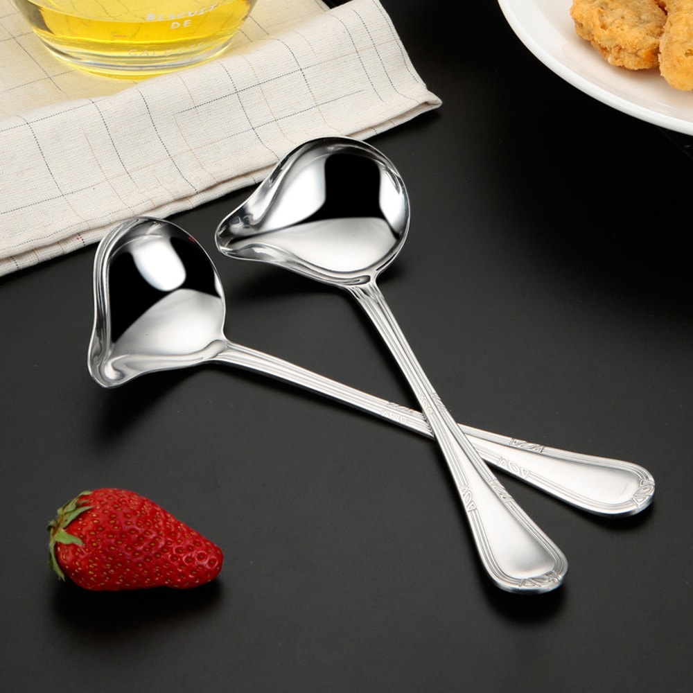 Premium Stainless Steel Soup Ladle With Long Handle Duck Mouth Design 1