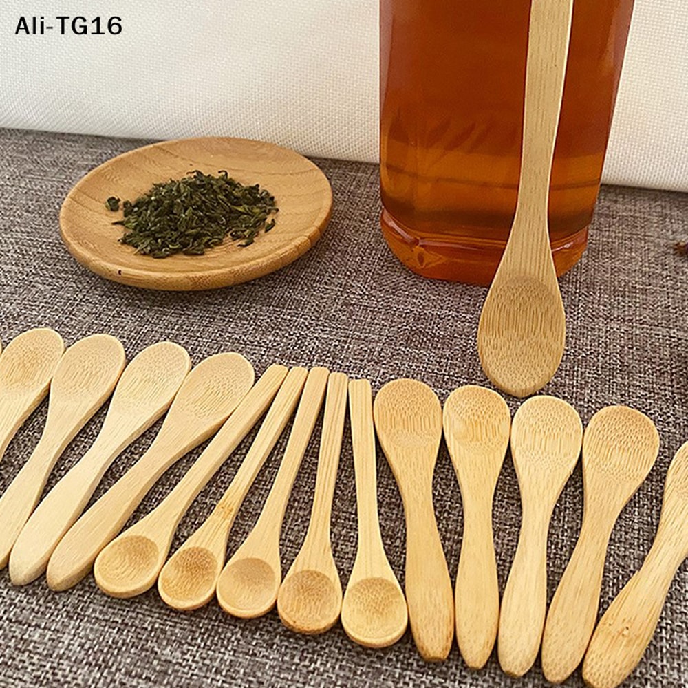 Premium Wooden Coffee Dessert Spoon Set Bamboo Teaspoon Honey Scoop 1
