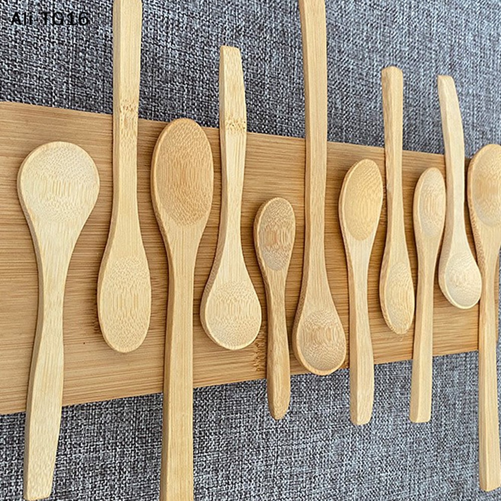Premium Wooden Coffee Dessert Spoon Set Bamboo Teaspoon Honey Scoop 2