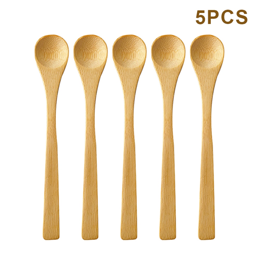 Premium Wooden Coffee Dessert Spoon Set Bamboo Teaspoon Honey Scoop 0