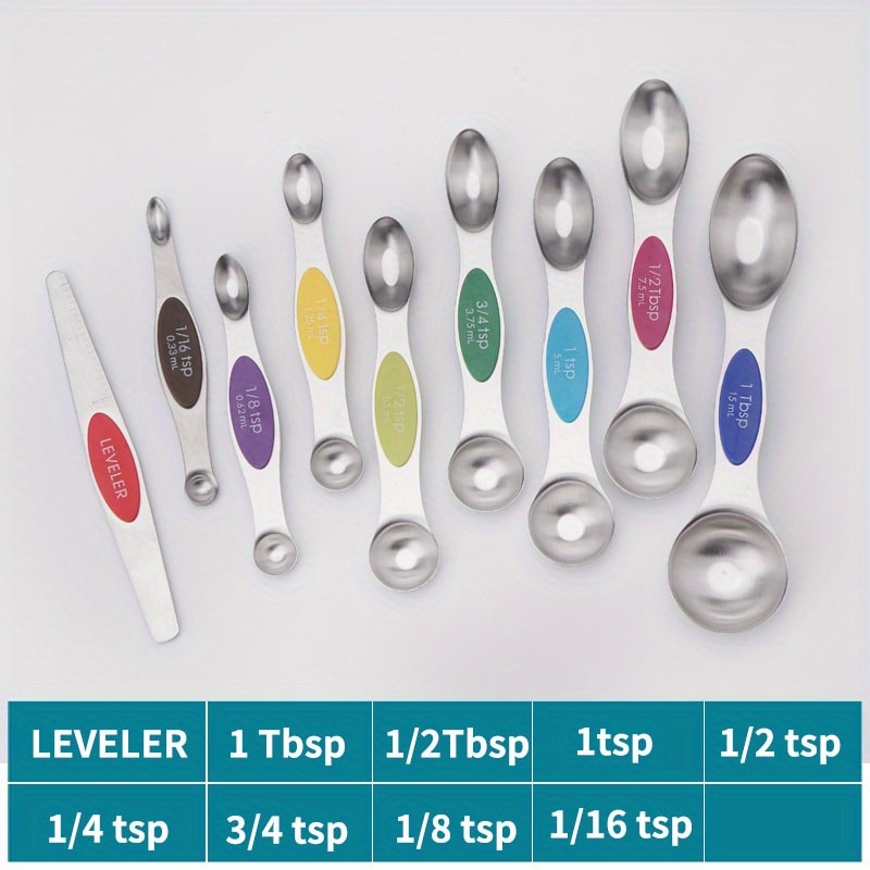 Premium Stainless Steel Double Ended Measuring Spoon Set with Magnetic Scale