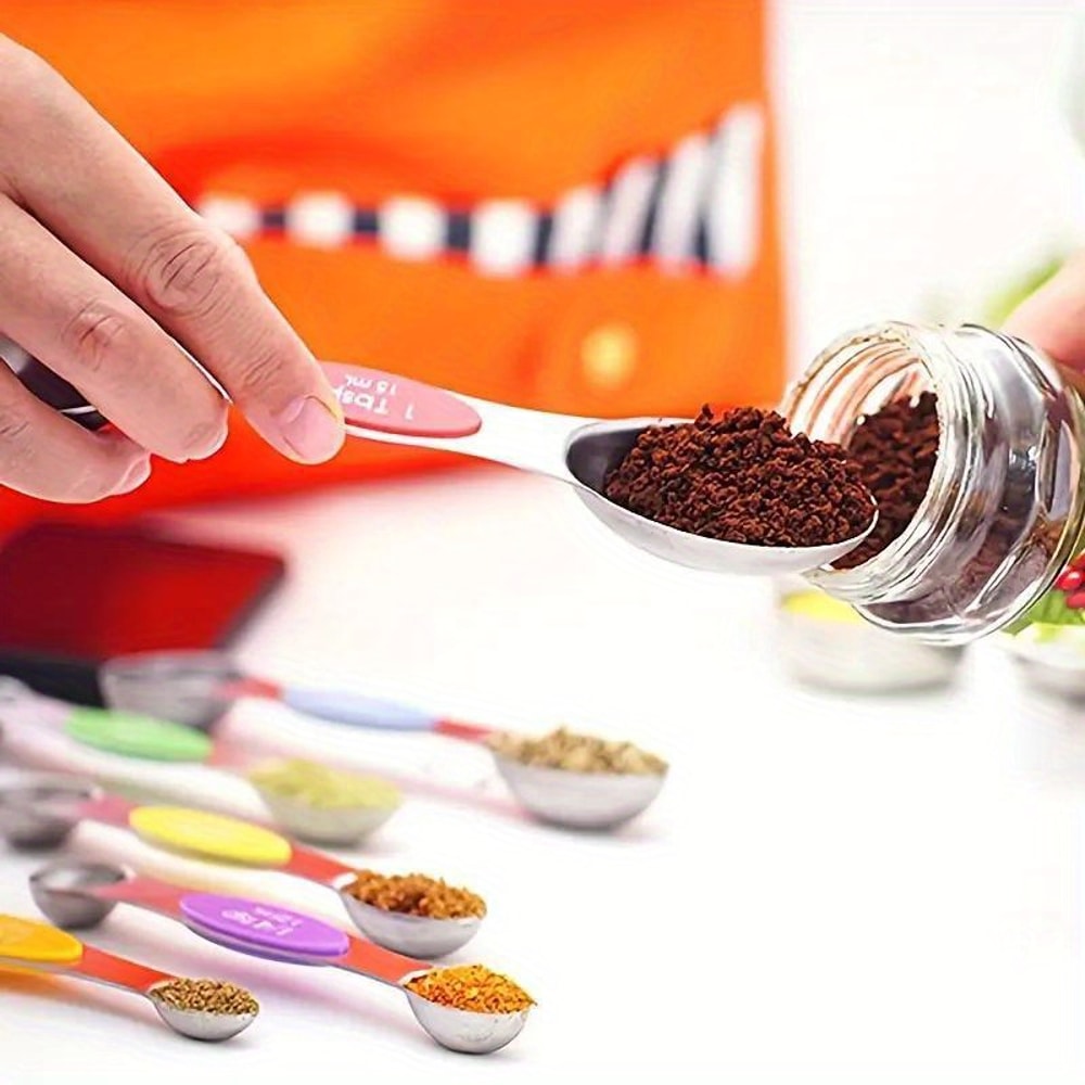 Premium Stainless Steel Double Ended Measuring Spoon Set with Magnetic Scale
