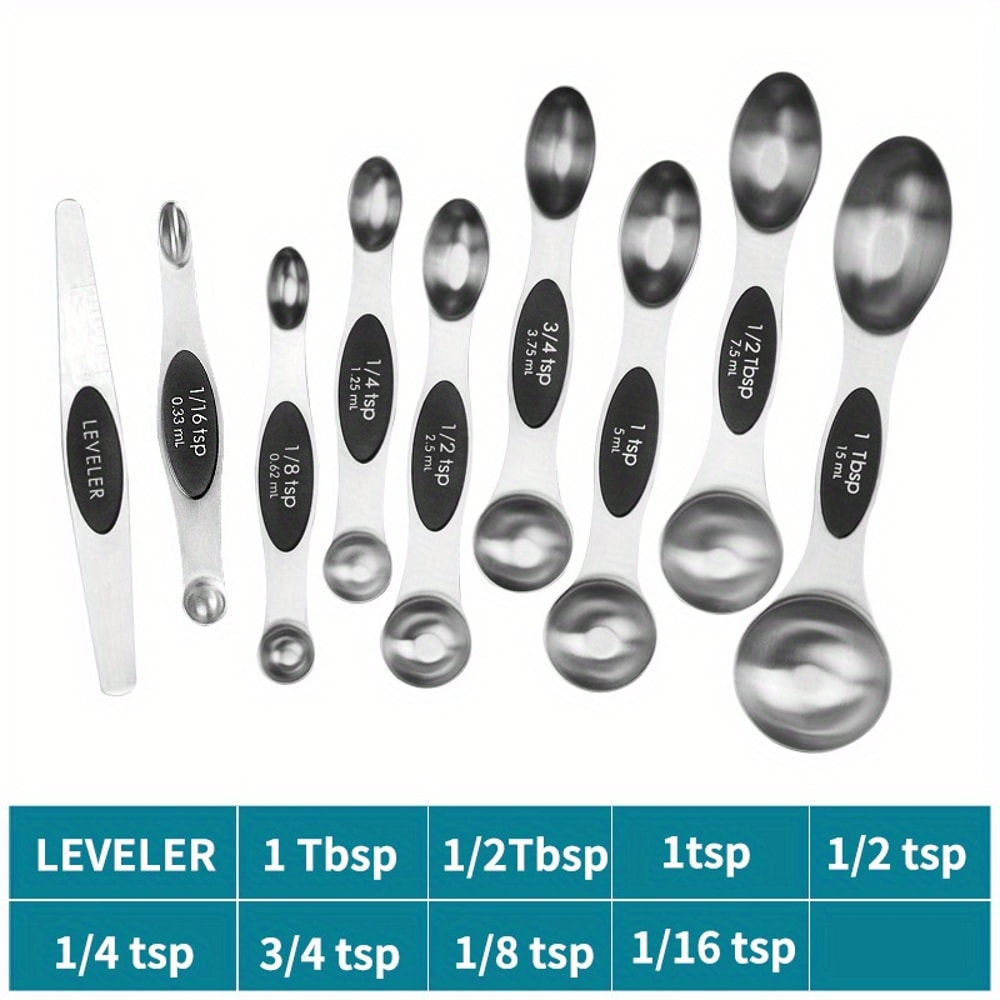 Premium Stainless Steel Double Ended Measuring Spoon Set with Magnetic Scale
