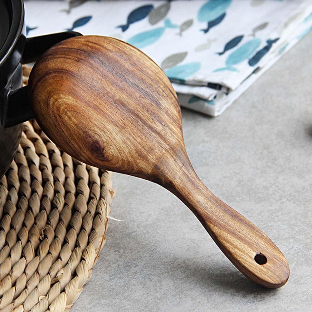 Premium Teak Wood Rice Spoon Wooden Kitchen Serving Spoon 2