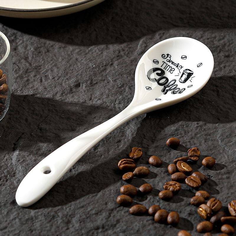 Premium Ceramic Soup Spoon Long Handle Multi Purpose Kitchenware