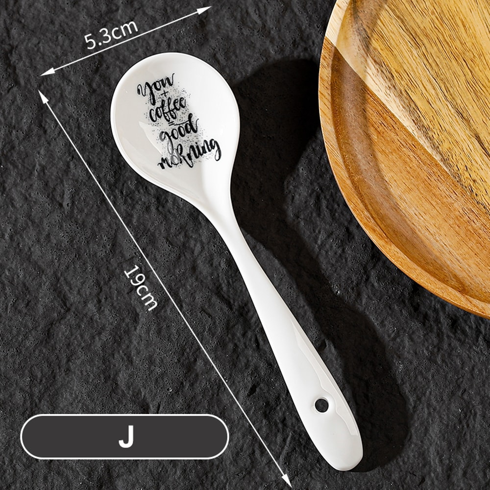 Premium Ceramic Soup Spoon Long Handle Multi Purpose Kitchenware