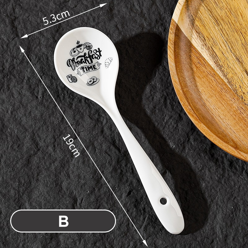 Premium Ceramic Soup Spoon Long Handle Multi Purpose Kitchenware