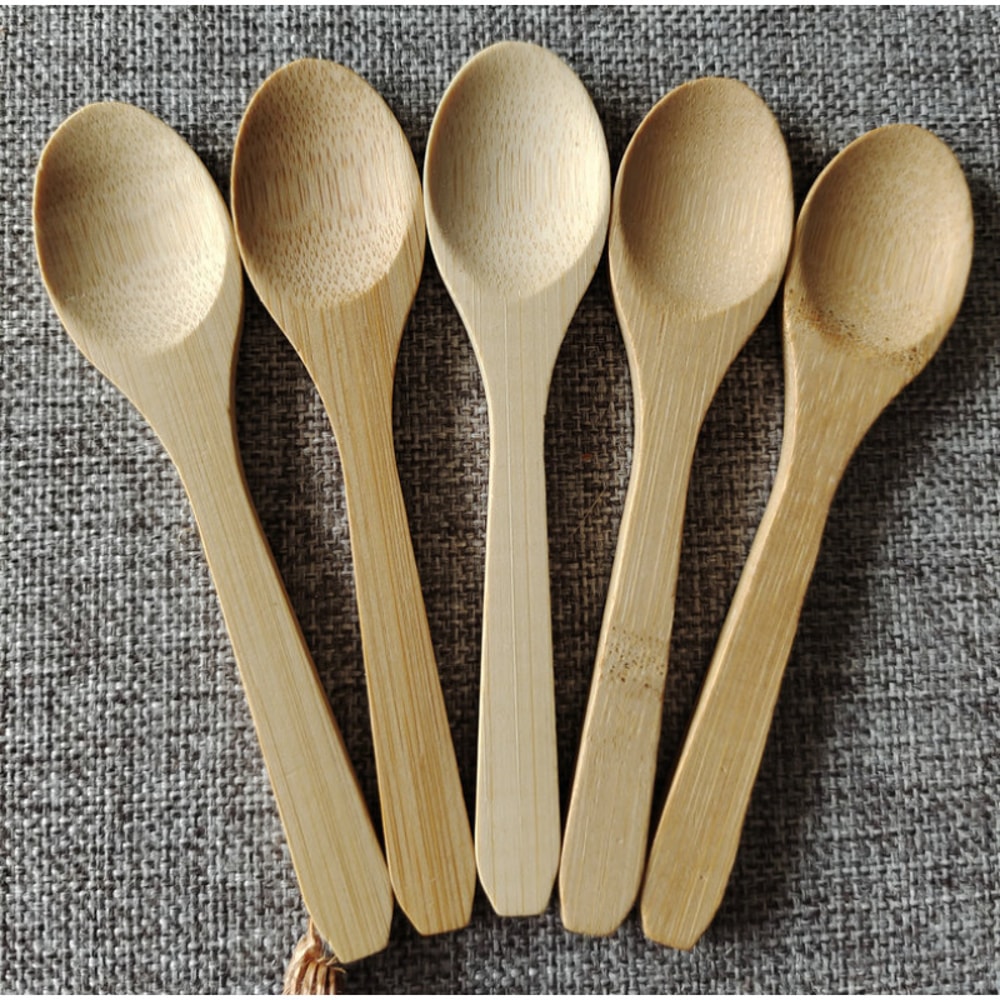 Premium Bamboo Coffee & Mini Wooden Spoon Set Small Eco Friendly Utensils for Jam, Honey, Matcha & Tea