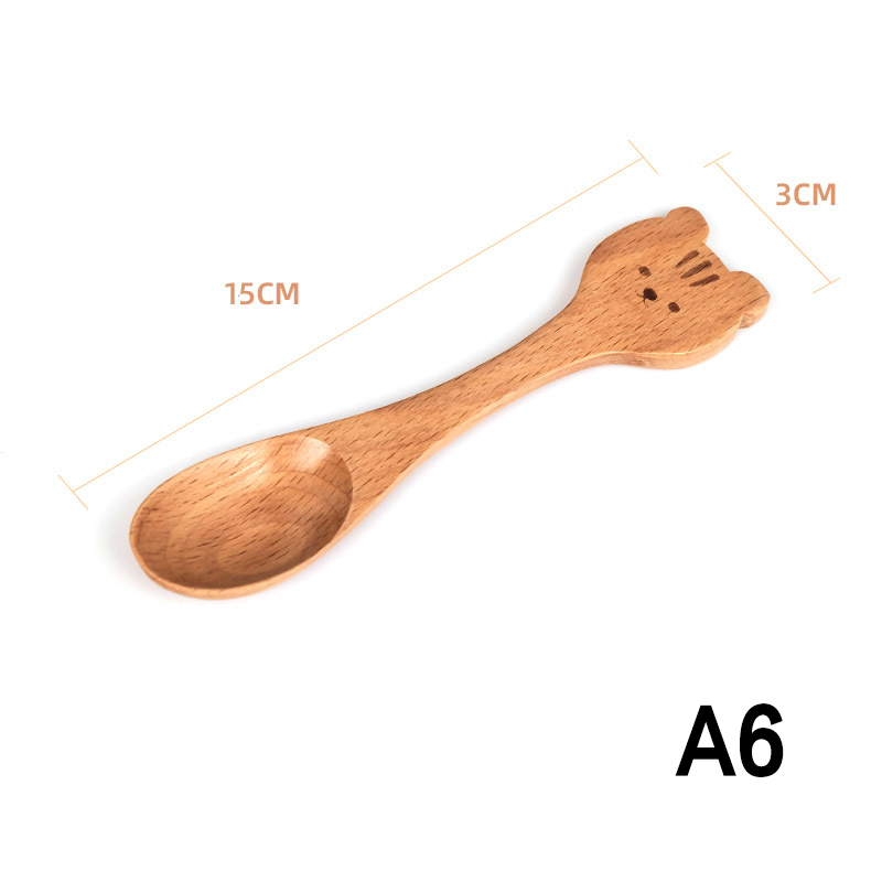 Premium Wooden Teaspoon Cartoon Honey Coffee Spoon 8