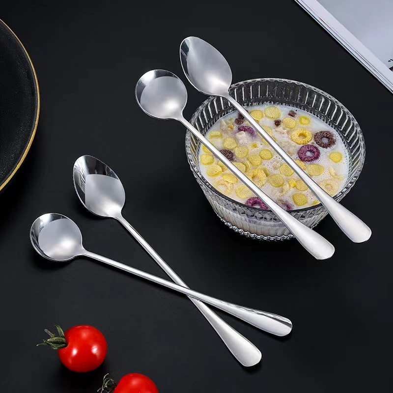 Premium Stainless Steel Long Handled Coffee Ice Teaspoons 2
