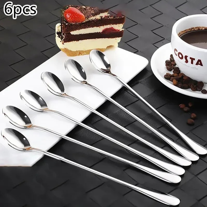 Premium Stainless Steel Long Handled Coffee Ice Teaspoons 3