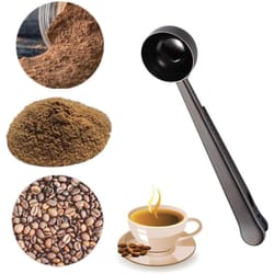 premium stainless steel coffee scoop & bag clip long handle multifunction spoon