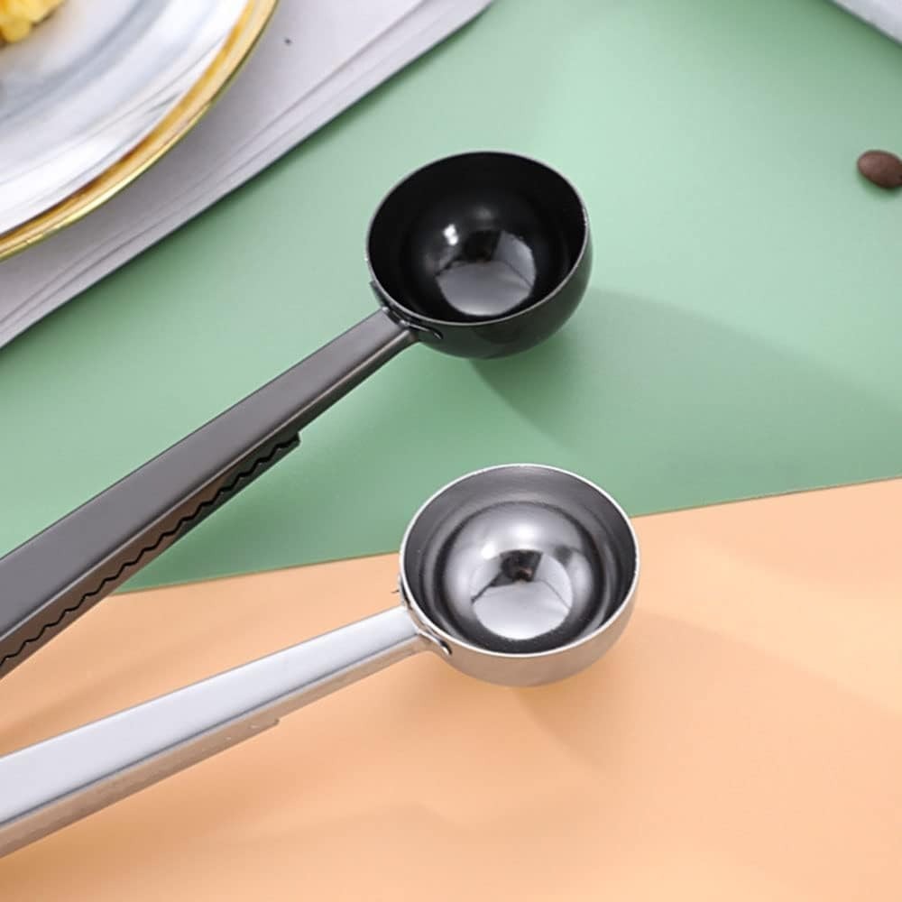 Premium Stainless Steel Coffee Scoop & Bag Clip Long Handle Multifunction Spoon