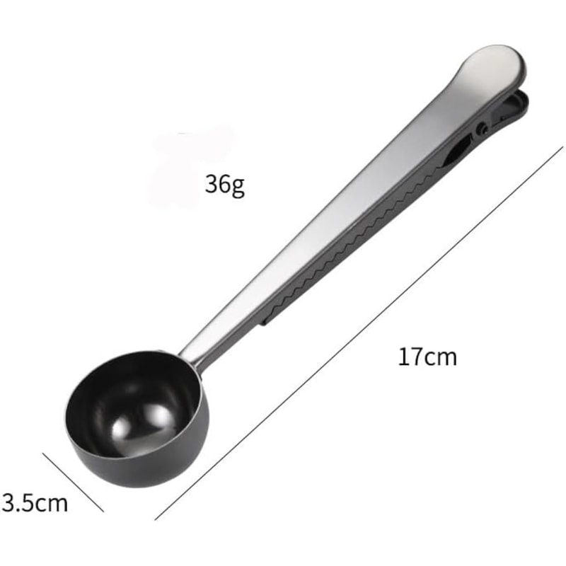 Premium Stainless Steel Coffee Scoop & Bag Clip Long Handle Multifunction Spoon