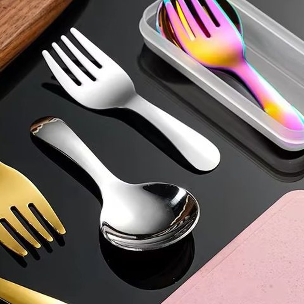 Premium Gold Stainless Steel Rice Soup Dessert Spoon Set For Kids 0