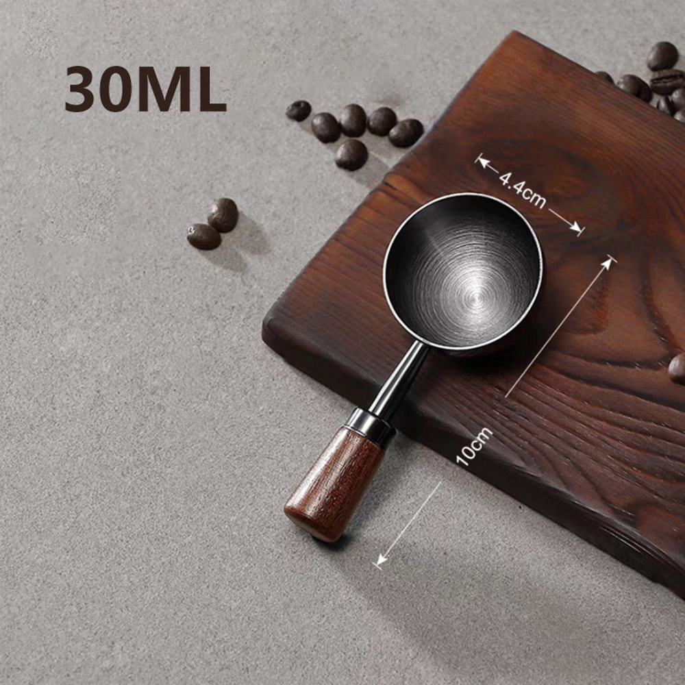 Premium Walnut Handle Coffee Measuring Spoon Stainless Steel Coffee Scoop For Beans Powder 0