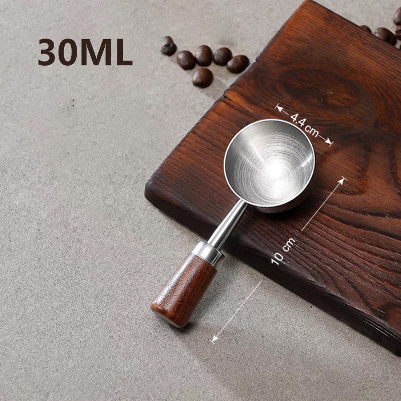 Premium Walnut Handle Coffee Measuring Spoon Stainless Steel Coffee Scoop For Beans Powder 2
