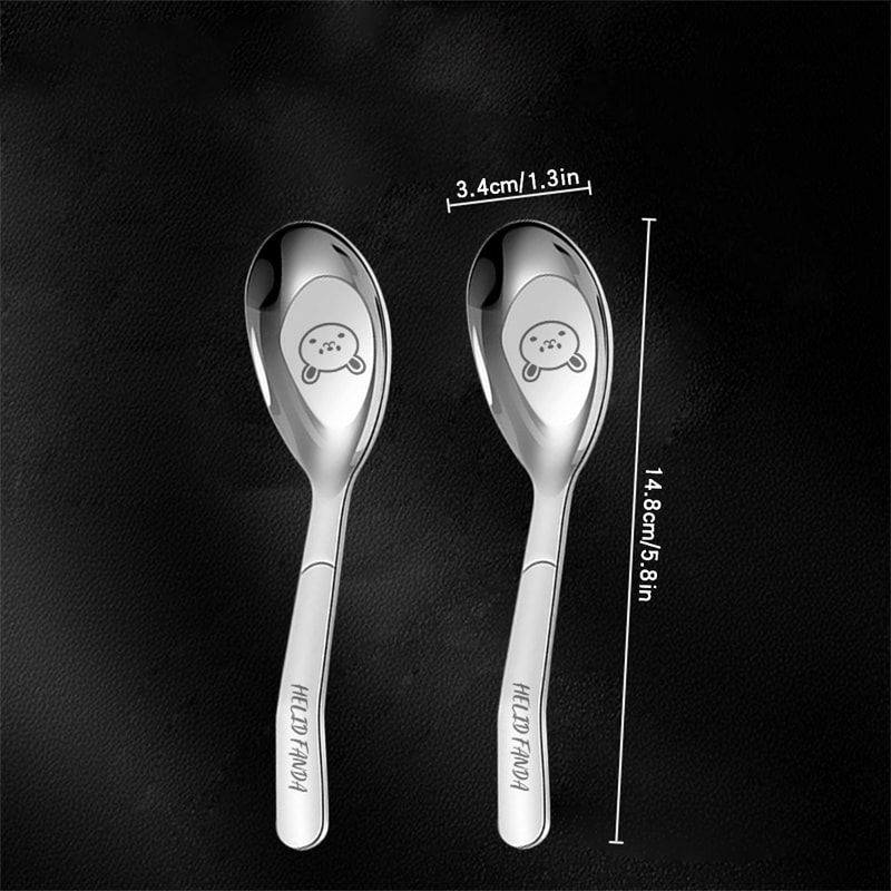 Stainless Steel Kids Soup Reusable Dessert Spoon Set Dishwasher Safe Tableware 2
