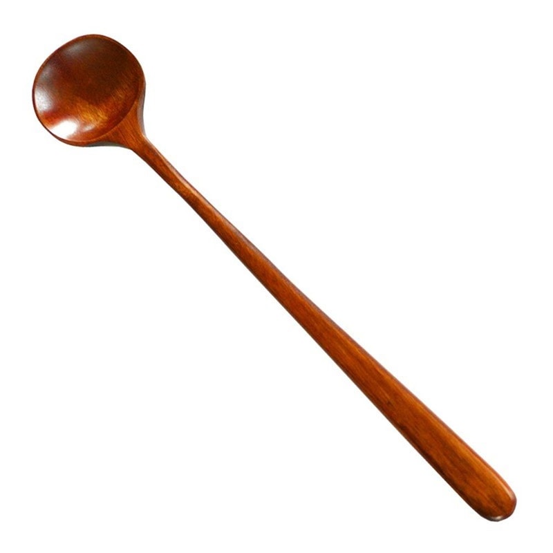 Japanese Style Long Handle Wooden Spoon For Soup Porridge 5