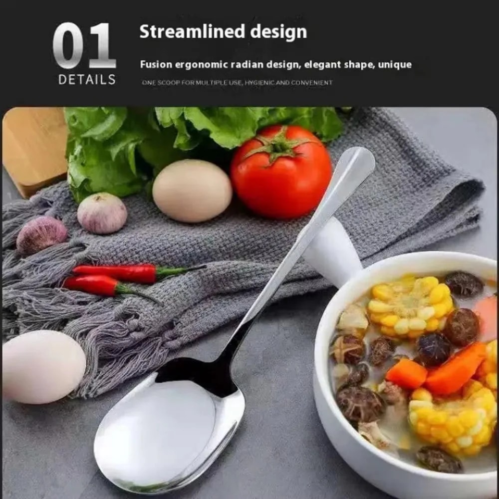 Premium Large Stainless Steel Serving Spoon Ergonomic Metal Kitchen Utensil 3