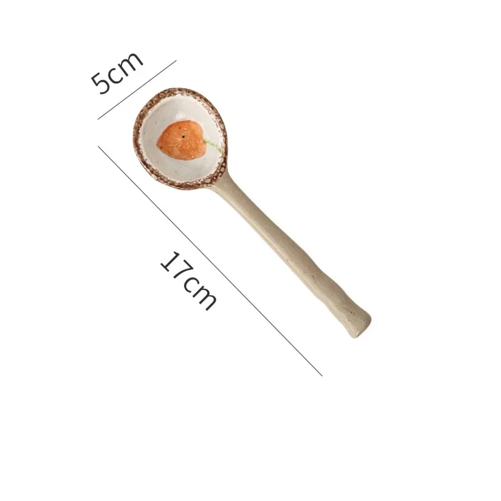 Japanese Ceramic Soup Spoon Set Cute Long Handle Tableware For Kids Adults 5