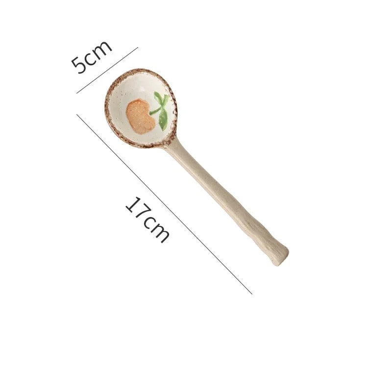 Japanese Ceramic Soup Spoon Set Cute Long Handle Tableware For Kids Adults 6