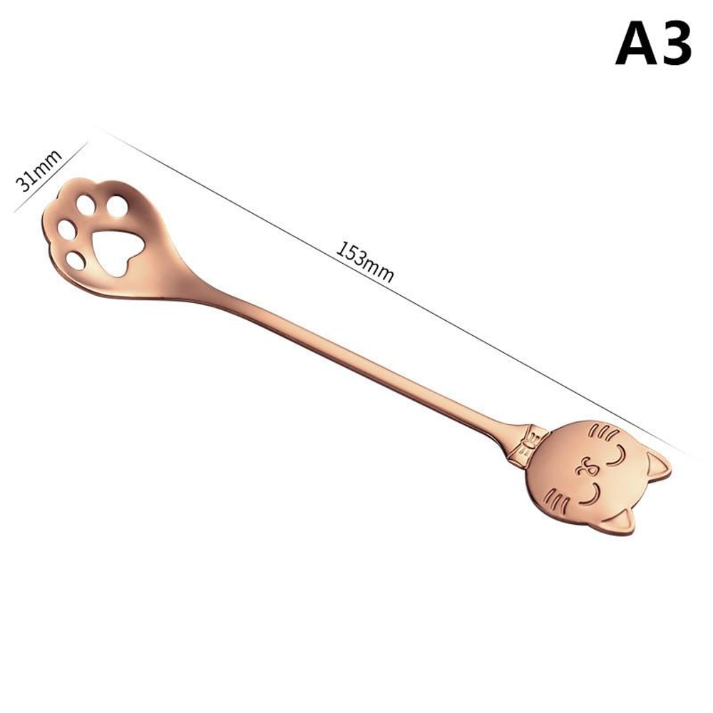 Stainless Steel Cat Claw Coffee Dessert Spoon Cute Teaspoon Stirrer 1