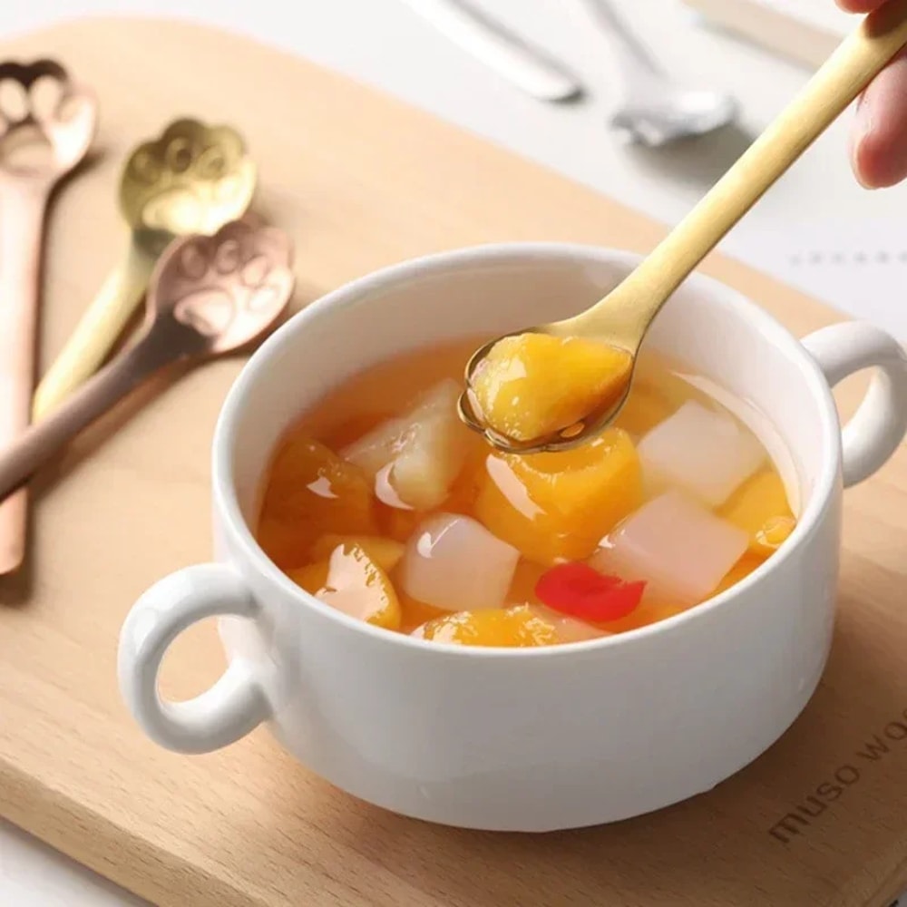 Gold Stainless Steel Paw Spoon For Coffee Tea Dessert 2