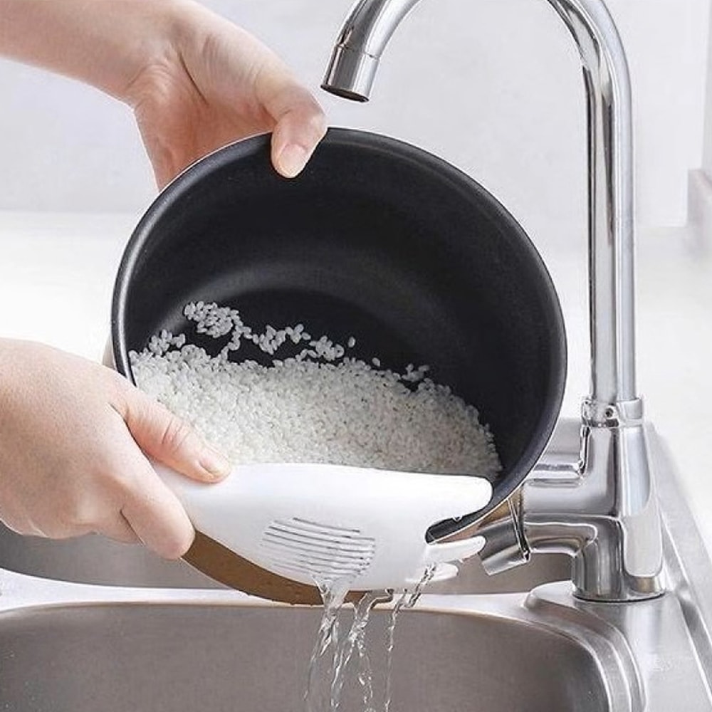Everyday Rice Washing Tool Kitchen Colander Strainer Durable Rice Washer Bowl With Handle 1
