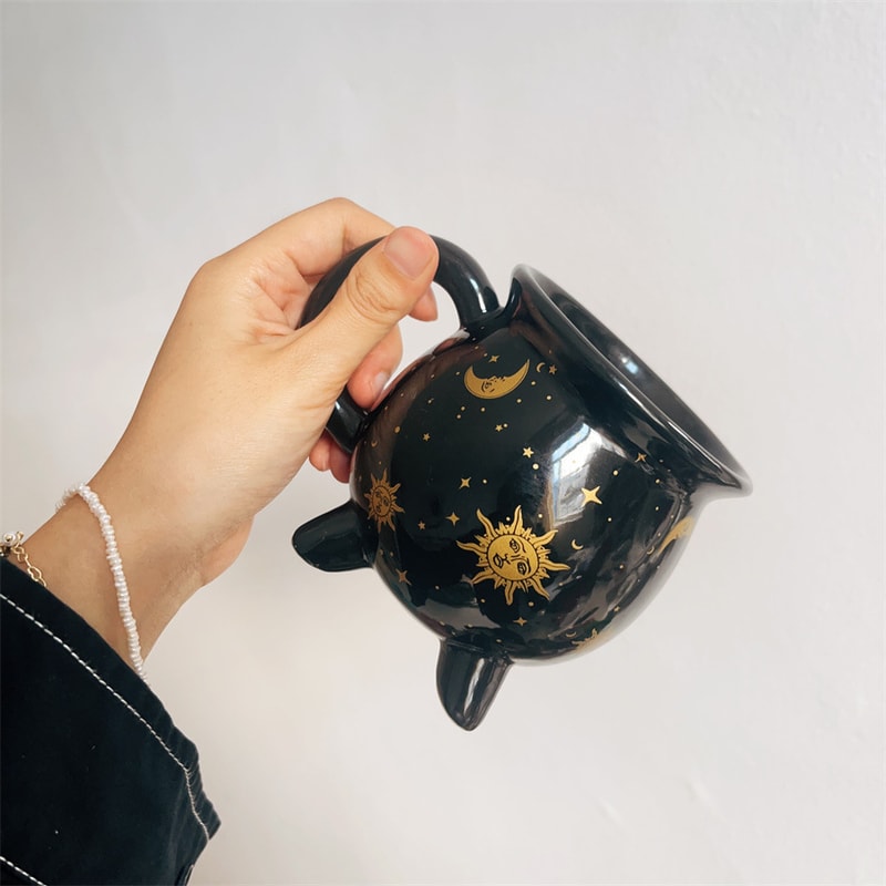 Cauldron Coffee Mug Black Ceramic Witch Mug For Magical Sips Stylish Everyday Use 0