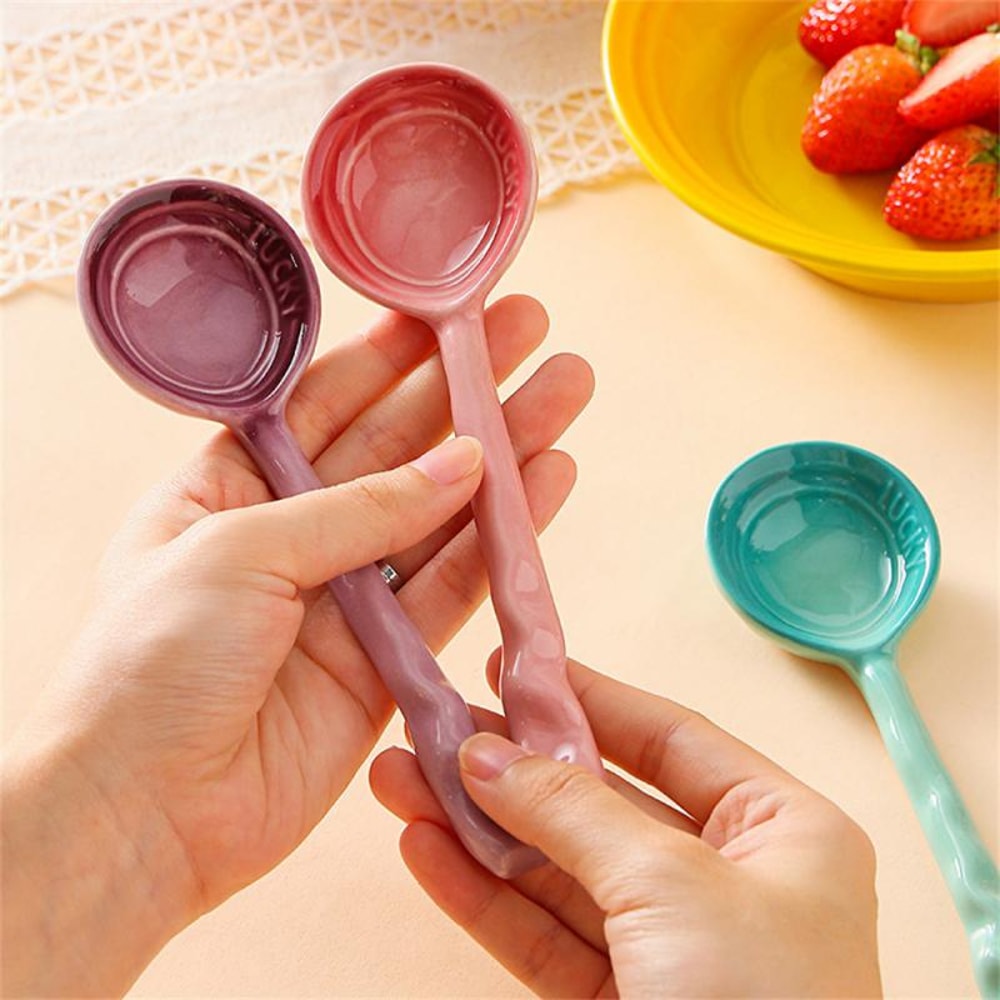 Premium Vintage Ceramic Kitchen Spoon Non Toxic Durable 1
