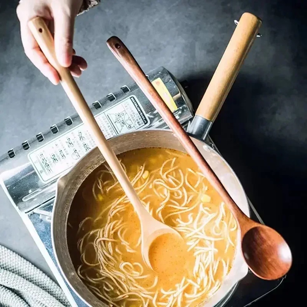 Natural Long Wooden Cooking & Stirring Spoon Durable Natural Wood Kitchen Utensil
