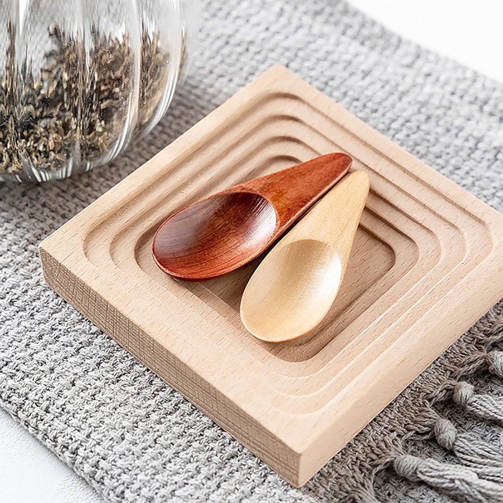 Natural Wooden Mini Tea Spoon & Condiment Scoop Eco Friendly Coffee Sugar Spoon for Small Kitchen, Tea, Coffee & Spices