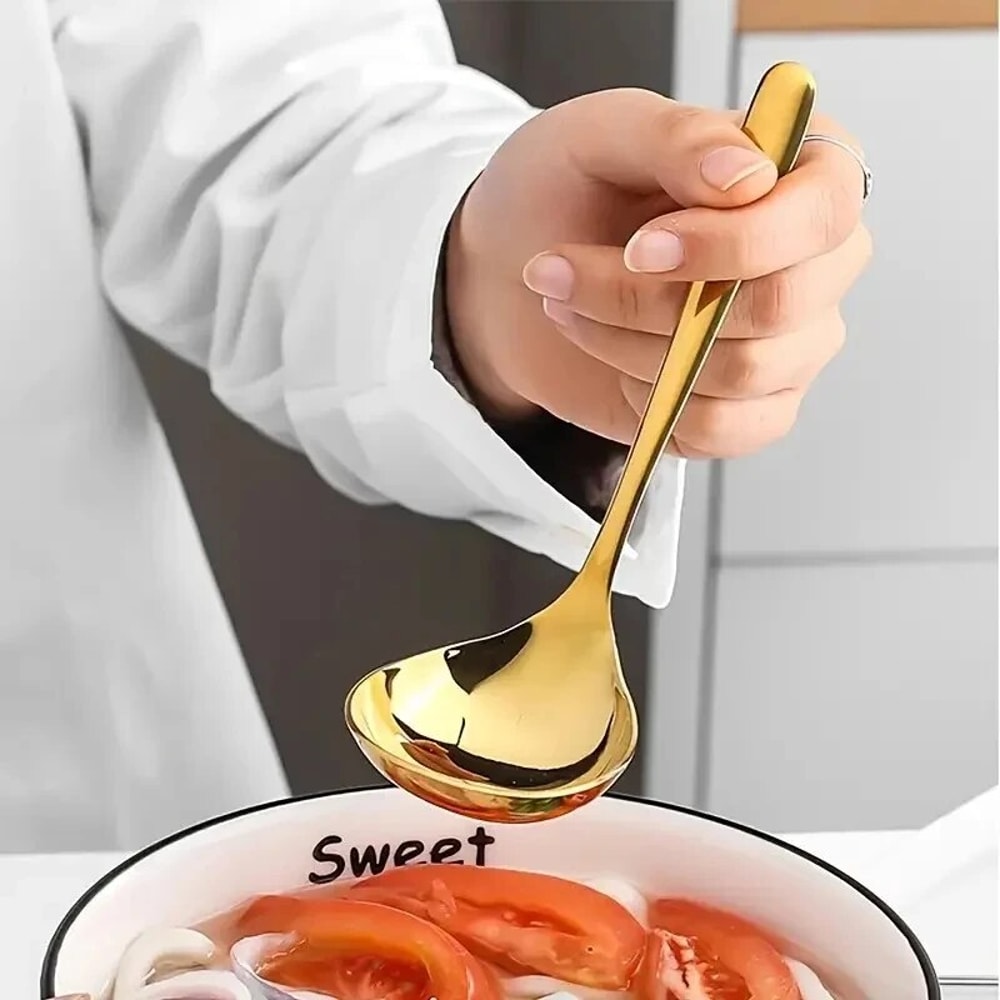 Premium Stainless Steel Soup Ladle With Long Handle Kitchen Hot Pot Essential 0