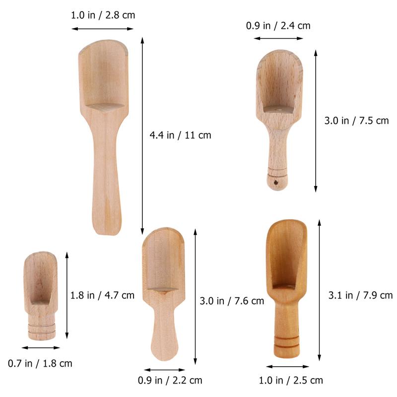Wooden Handle Mini Coffee Scoop & Spice Spoon Set for Kitchen