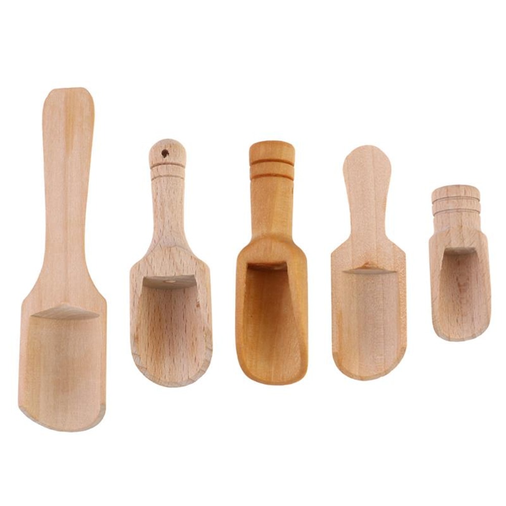 Wooden Handle Mini Coffee Scoop & Spice Spoon Set for Kitchen