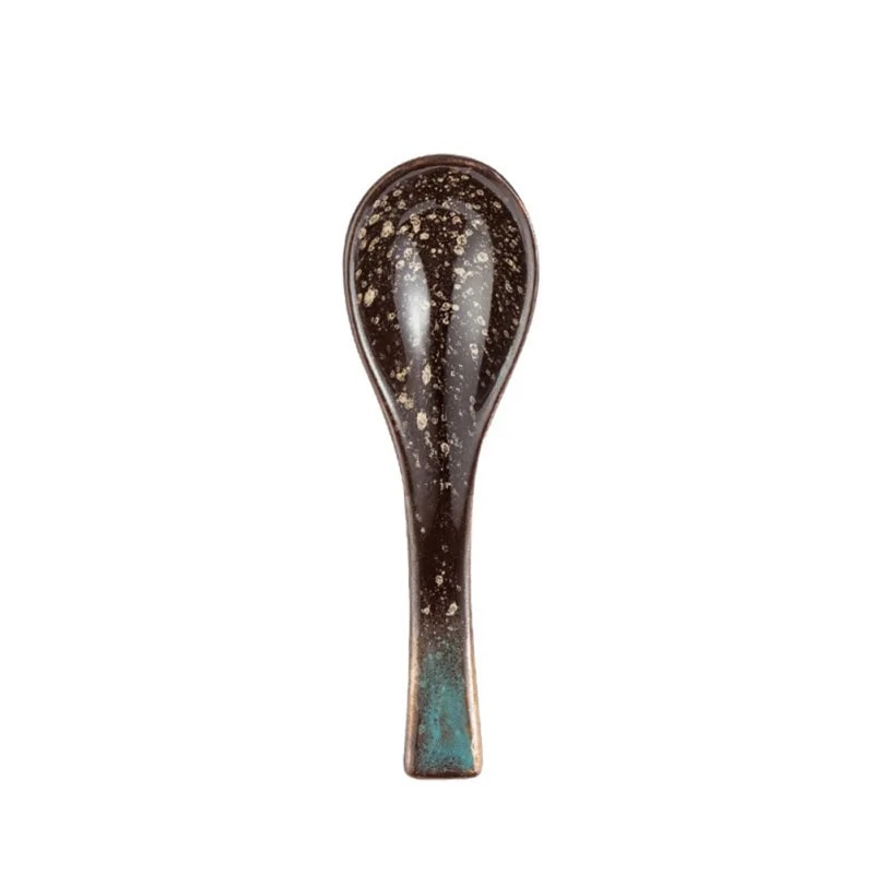 Retro Ceramic Soup Rice Spoon Elegant Kitchen Serving Utensil 10