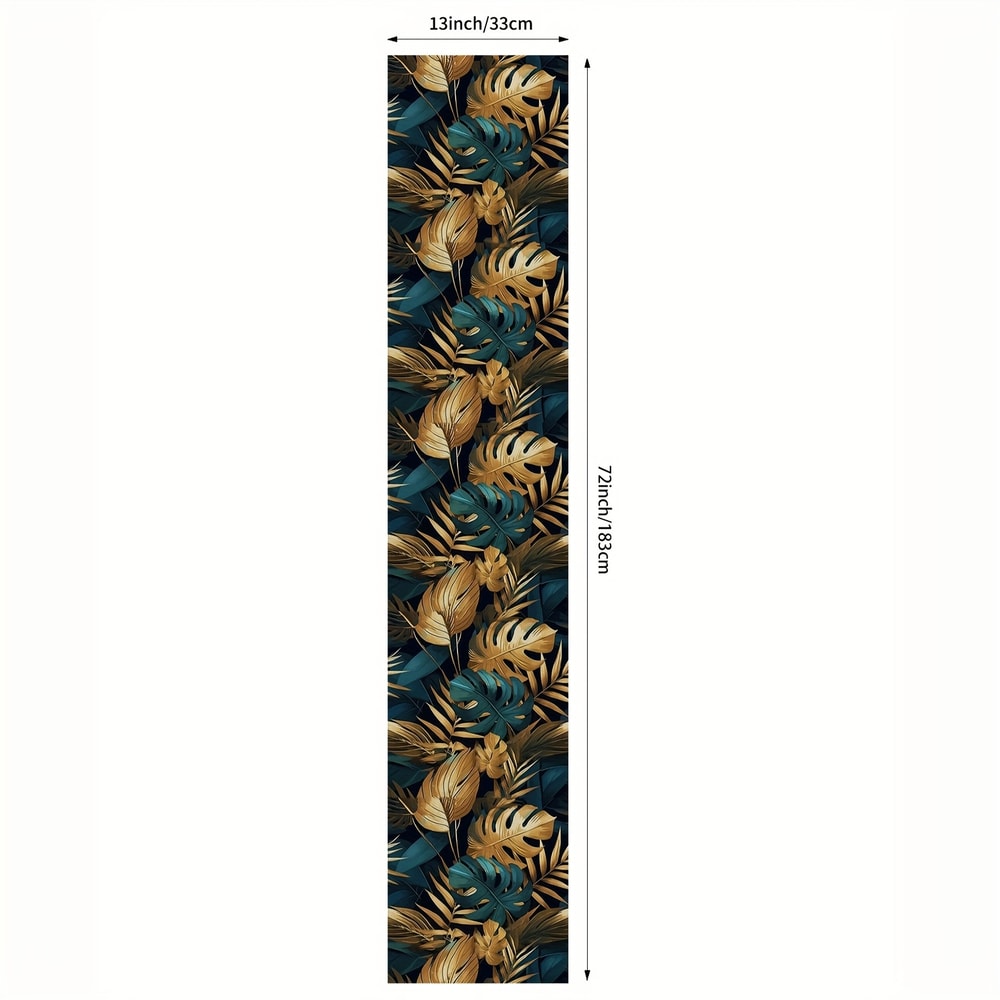 Tropical Palm Leaves Linen Table Runner for Summer Dining & Holiday Decor