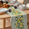 Summer Lemon Fruit Floral Linen Table Runner Stylish Holiday Kitchen Decoration