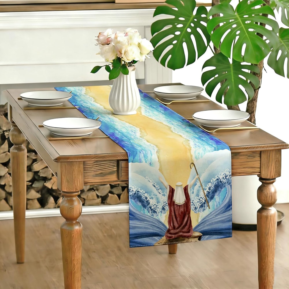 Premium Linen Passover Table Runner Holiday Party Dining Decor 3