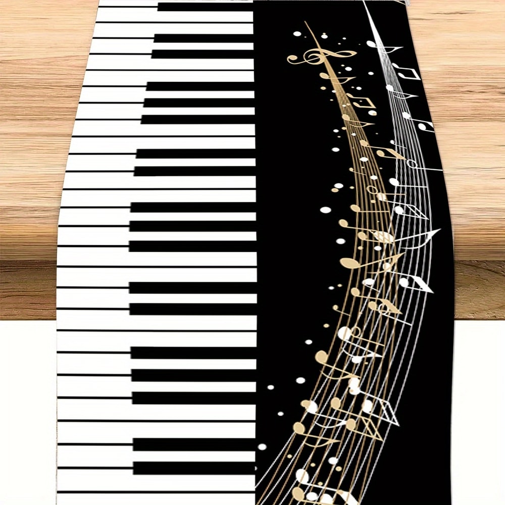 Elegant Piano Keys Table Runner Washable Music Decor For Home Parties 2