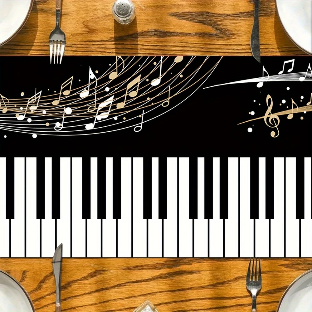 Elegant Piano Keys Table Runner Washable Music Decor For Home Parties 4