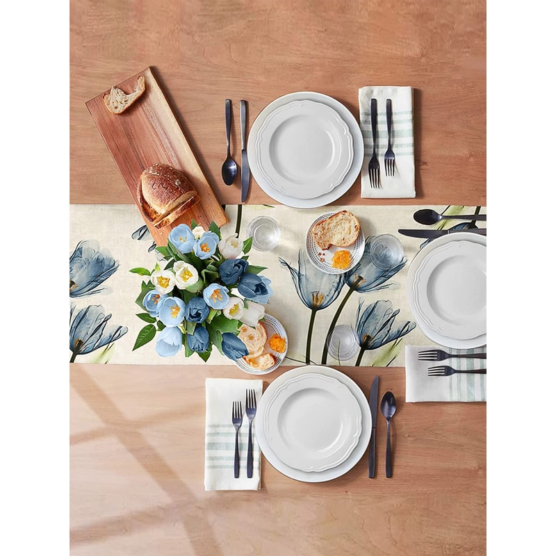 Rustic Tulip Linen Table Runner For Farmhouse Dining 3