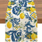 Summer Linen Table Runner Lemon Floral Design For Home Decor 0